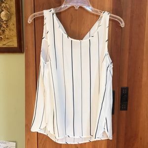 Pinkblush White Striped Pleated Back Tank Top